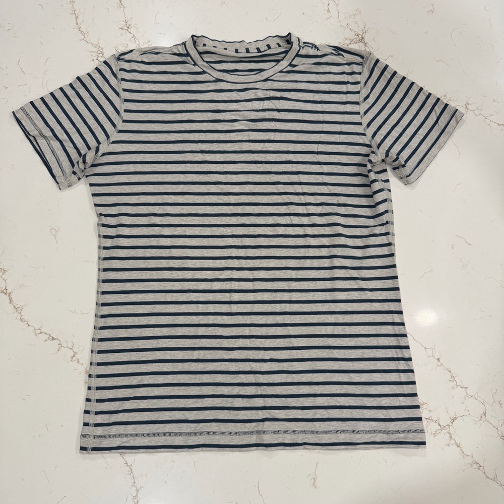 lululemon athletica Navy and Gray Striped Tee